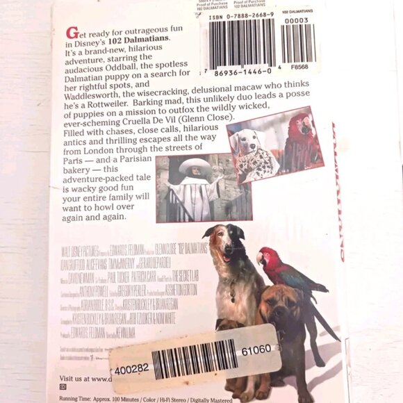 Walt Disney 102 Dalmatians VHS Clamshell Case New - Picture 3 of 4